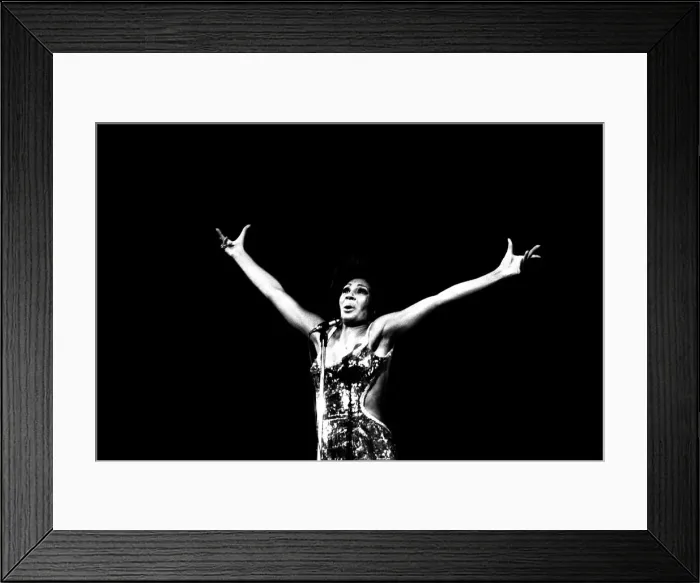 Framed Print : Shirley Bassey performing on stage in concert at Newcastle City Hall 30th April 1971 Framed Print : Shirley Bassey performing on stage in concert at Newcastle City Hall 30th April 1971