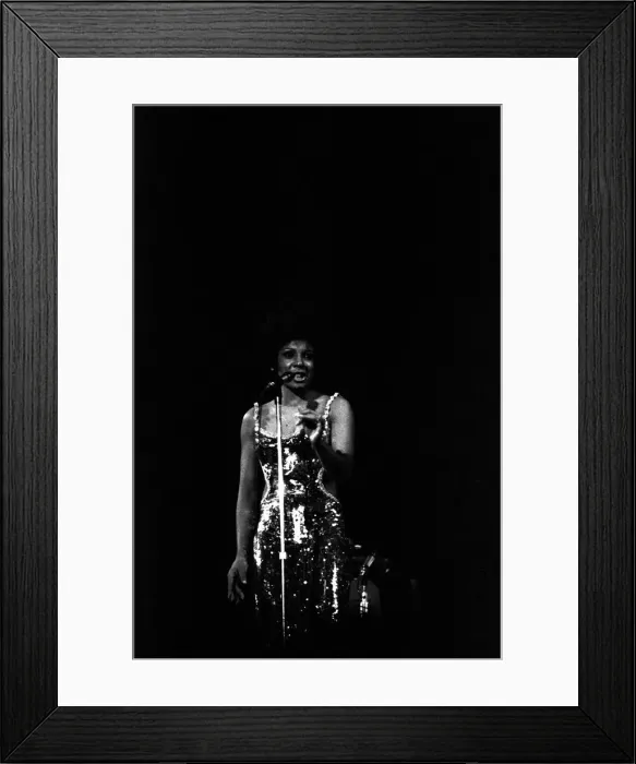 Framed Print : Shirley Bassey performing on stage in concert at Newcastle City Hall 30th April 1971 Framed Print : Shirley Bassey performing on stage in concert at Newcastle City Hall 30th April 1971