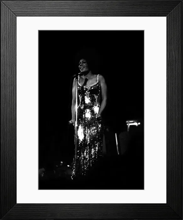 Framed Print : Shirley Bassey performing on stage in concert at Newcastle City Hall 30th April 1971
