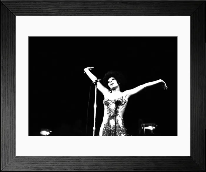Framed Print : Shirley Bassey performing on stage in concert at Newcastle City Hall 30th April 1971 Framed Print : Shirley Bassey performing on stage in concert at Newcastle City Hall 30th April 1971