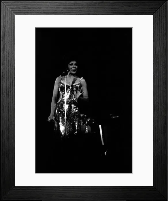 Framed Print : Shirley Bassey performing on stage in concert at Newcastle City Hall 30th April 1971 Framed Print : Shirley Bassey performing on stage in concert at Newcastle City Hall 30th April 1971