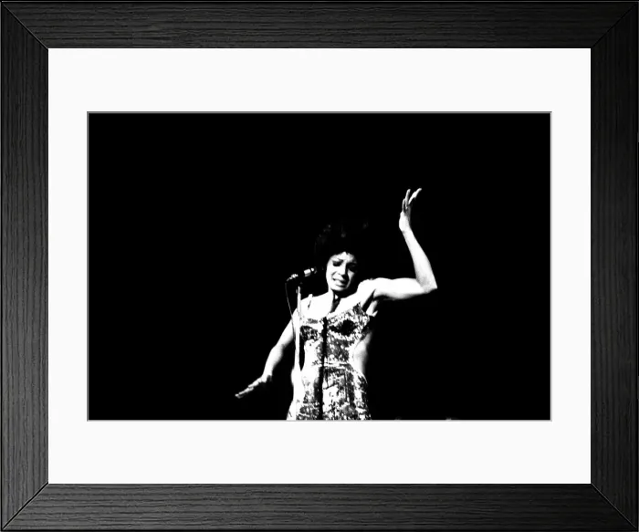 Framed Print : Shirley Bassey performing on stage in concert at Newcastle City Hall 30th April 1971 Framed Print : Shirley Bassey performing on stage in concert at Newcastle City Hall 30th April 1971