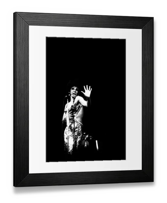 Framed Print : Shirley Bassey performing on stage in concert at Newcastle City Hall 30th April 1971 Framed Print : Shirley Bassey performing on stage in concert at Newcastle City Hall 30th April 1971