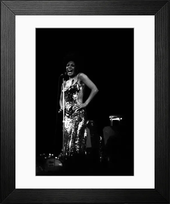 Framed Print : Shirley Bassey performing on stage in concert at Newcastle City Hall 30th April 1971 Framed Print : Shirley Bassey performing on stage in concert at Newcastle City Hall 30th April 1971