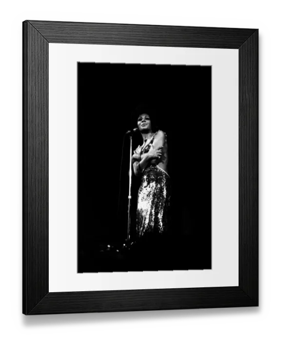 Framed Print : Shirley Bassey performing on stage in concert at Newcastle City Hall 30th April 1971 Framed Print : Shirley Bassey performing on stage in concert at Newcastle City Hall 30th April 1971