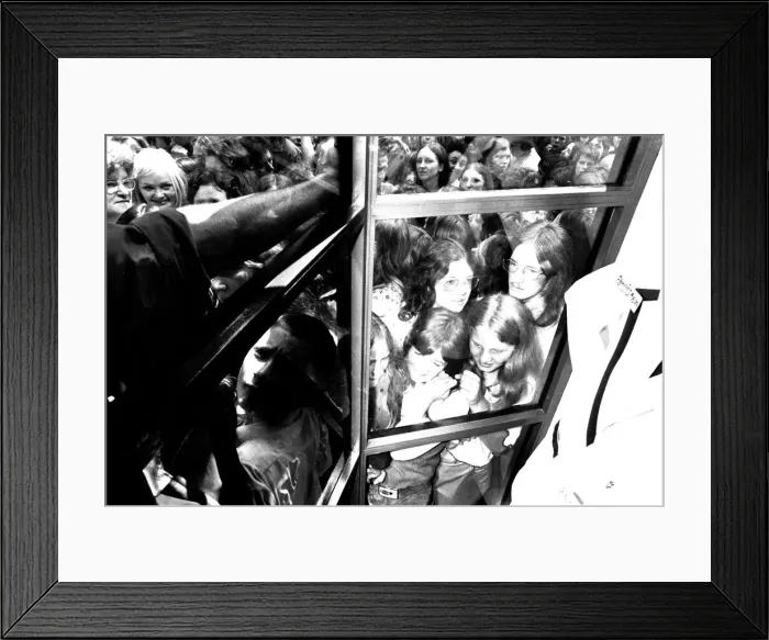 Framed Print : Fans mobbed Ebenezers Boutique in Silver Street, Durham when Adam Faith came to open it Framed Print : Fans mobbed Ebenezers Boutique in Silver Street, Durham when Adam Faith came to open it