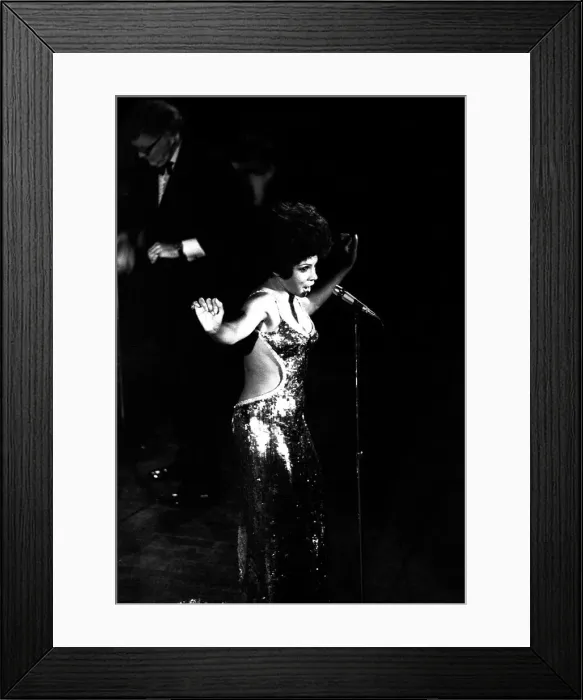 Framed Print : Shirley Bassey performing on stage in concert at Newcastle City Hall 30th April 1971 Framed Print : Shirley Bassey performing on stage in concert at Newcastle City Hall 30th April 1971