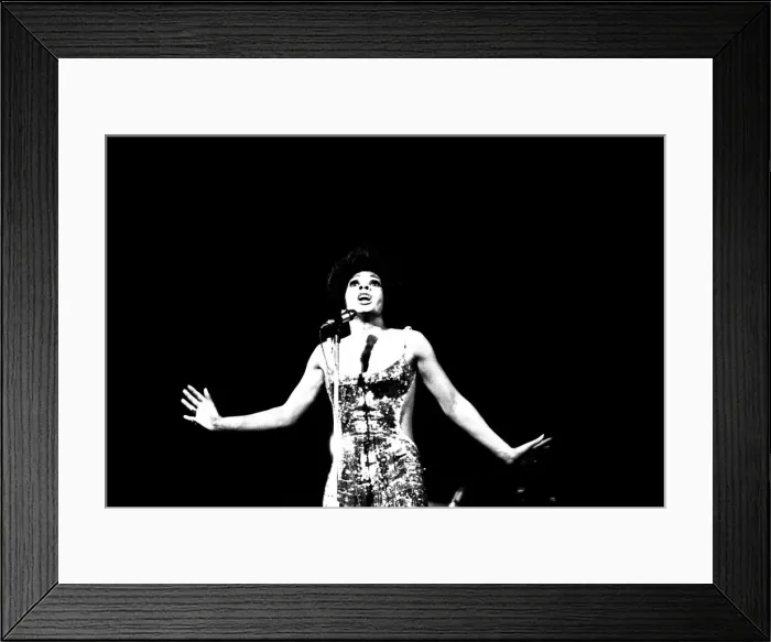 Framed Print : Shirley Bassey performing on stage in concert at Newcastle City Hall 30th April 1971 Framed Print : Shirley Bassey performing on stage in concert at Newcastle City Hall 30th April 1971