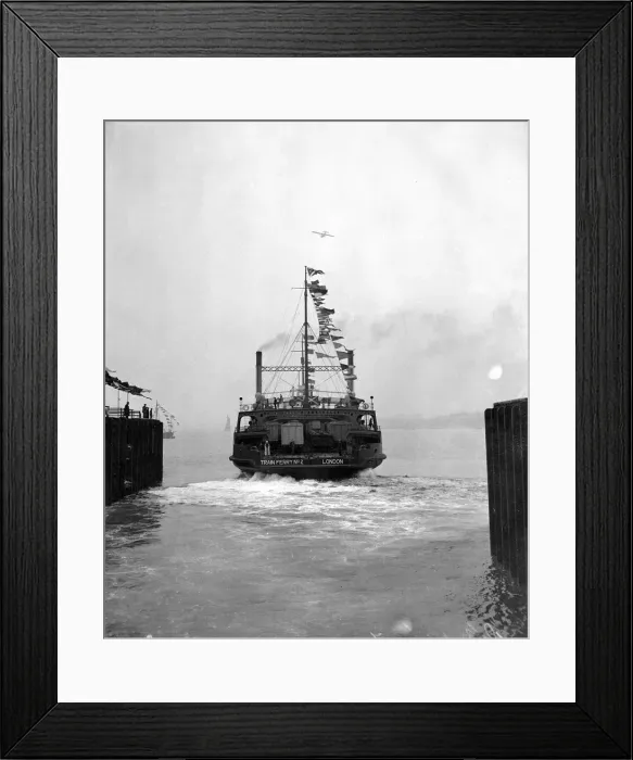 Framed Print : The new train ferry sets sail from Harwich. 25th April 1924 Framed Print : The new train ferry sets sail from Harwich. 25th April 1924