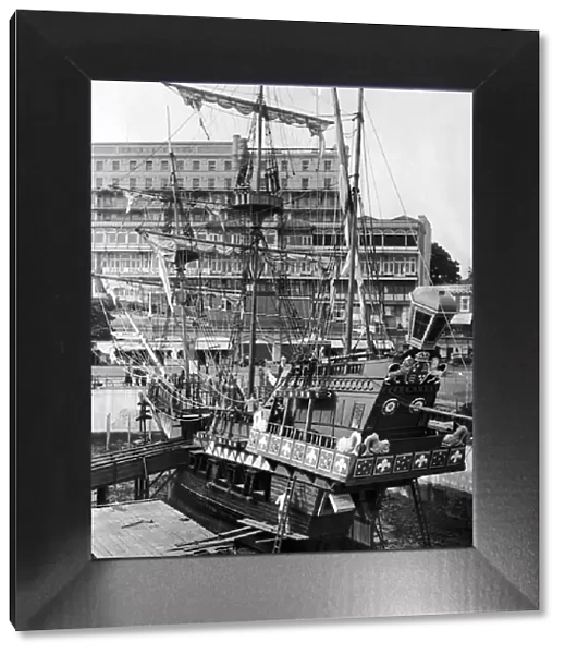 Replica of The Golden Hind at Southend Pier. 27th May 1949
