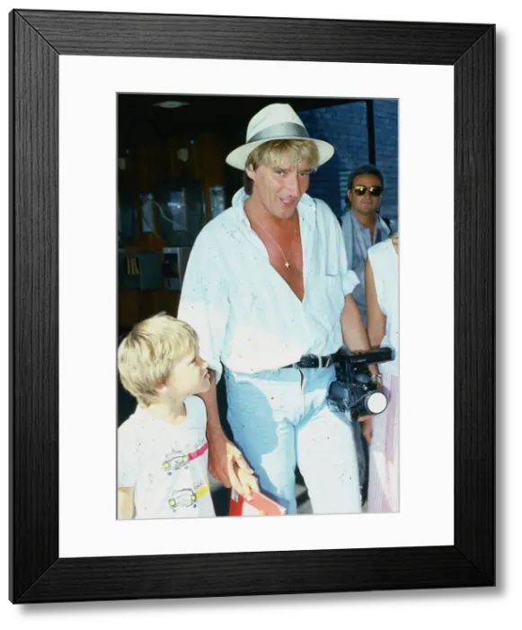 Framed Print : Rod Stewart singer June 1986 with his son Sean at Glasgow Airport Framed Print : Rod Stewart singer June 1986 with his son Sean at Glasgow Airport