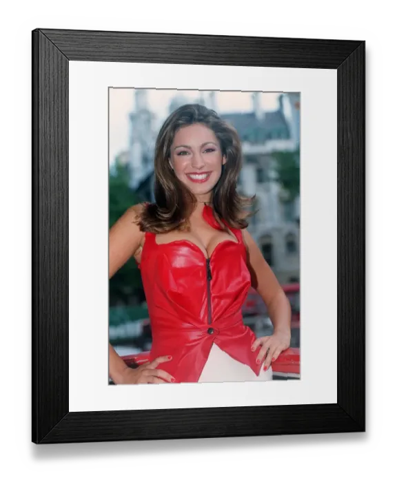 Framed Print : Model Kelly Brook in Londons West End August 1999 promoting the new bra by