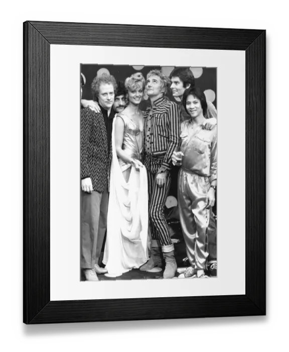 Framed Print : Rod Stewart and the boys got together to promote the new album Foolish Behaviour Framed Print : Rod Stewart and the boys got together to promote the new album Foolish Behaviour