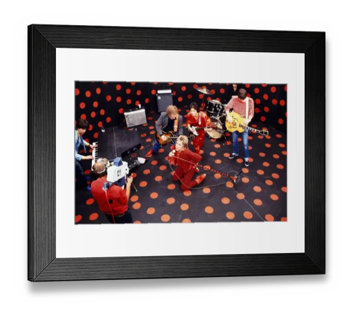 Framed Print : Rod Stewart and his band during rehearsals for his 1980 European tour. October 1980 Framed Print : Rod Stewart and his band during rehearsals for his 1980 European tour. October 1980