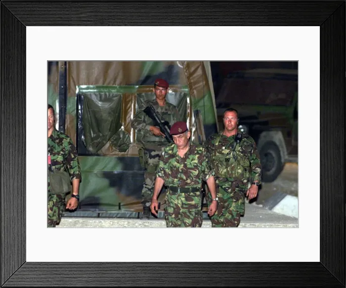 Framed Print : General Mike Jackson at French Base at Kumanovo June 1999 is photographed to