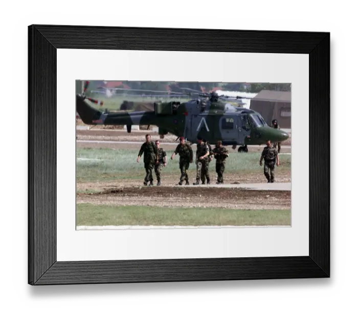 Framed Print : General Mike Jackson arrives at French Base Kumanovo from Belgrade during talks