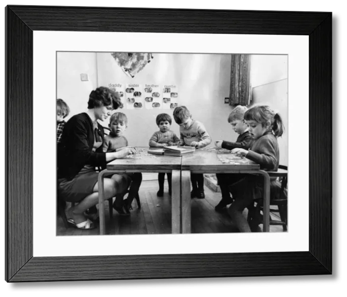 Framed Print : Ann O Hara with pupils at the Nursery School which has opened at the Choppington Framed Print : Ann O Hara with pupils at the Nursery School which has opened at the Choppington