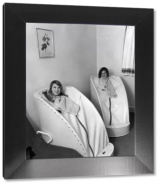 Two patients relaxing in a steam bath. April 1968 P005918