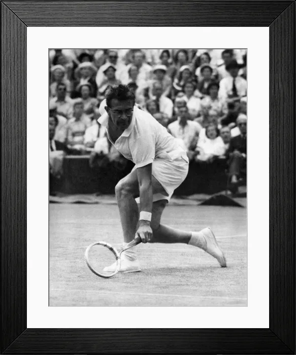 Framed Print : Jaroslav Drobny, seeded No. 11, who yesterday caused another surprise by beating Framed Print : Jaroslav Drobny, seeded No. 11, who yesterday caused another surprise by beating