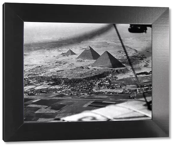 A wonderful view of the pyramids from a R. A. F. Bomber Transport