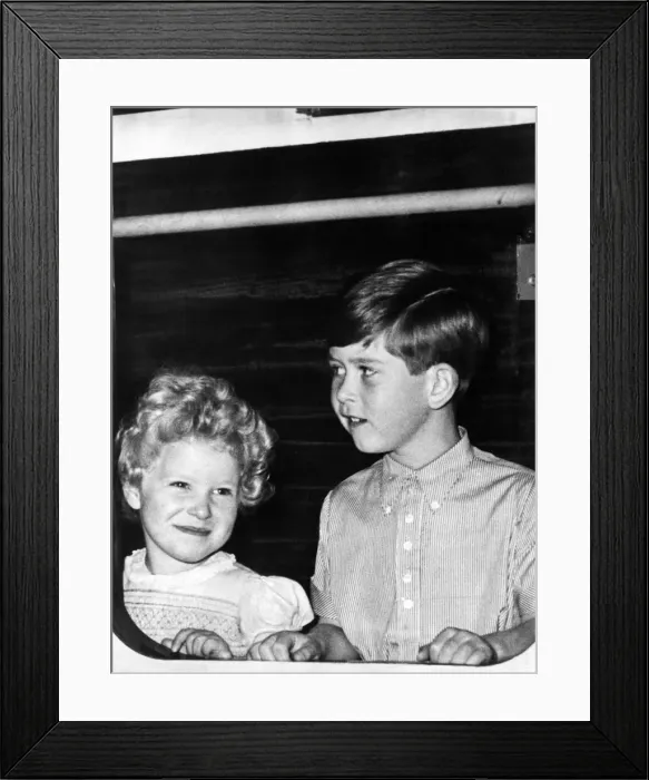 Framed Print : Prince Charles - The Prince of Wales with his sister Princess Anne at the door of a Framed Print : Prince Charles - The Prince of Wales with his sister Princess Anne at the door of a