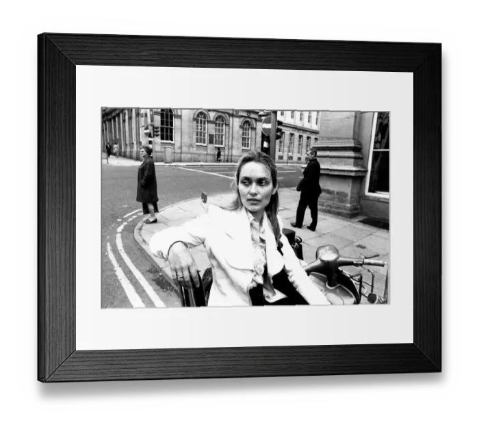 Framed Print : Actress Alexandra Bastedo outside Newcastles Theatre Royal where she is appearing