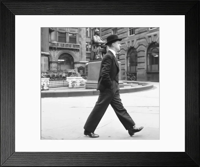 Framed Print : Stockbroker wearing a bowler hat seen here making his way to the Stock Exchange Circa Framed Print : Stockbroker wearing a bowler hat seen here making his way to the Stock Exchange Circa