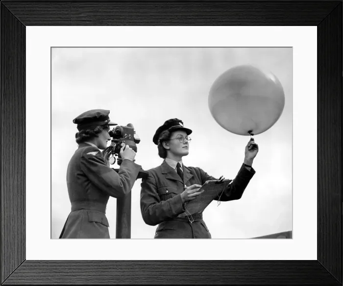 Framed Print : Girls of the WaFs with the theodolite and balloon for meterological observation at an Framed Print : Girls of the WaFs with the theodolite and balloon for meterological observation at an