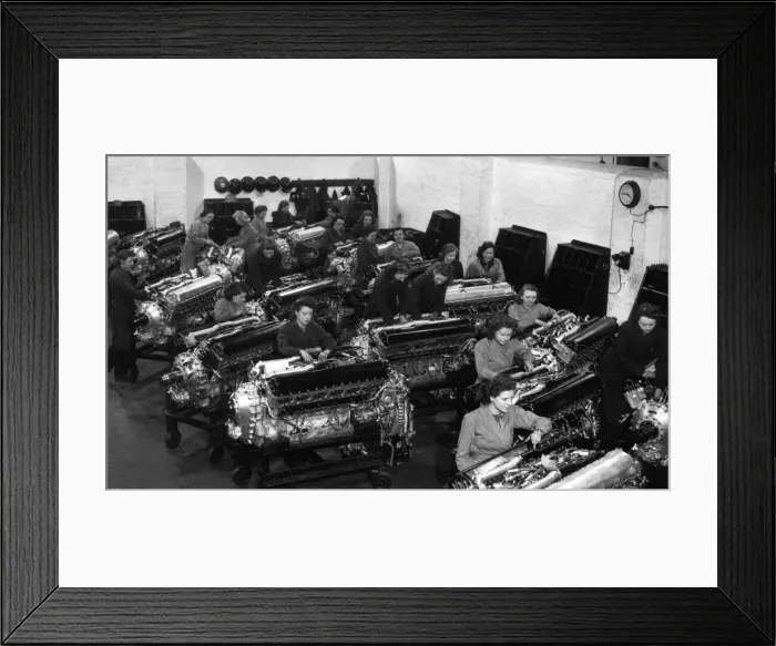 Framed Print : Rolls Royce Merlin engines being made at a factory in the Northwest of England Framed Print : Rolls Royce Merlin engines being made at a factory in the Northwest of England