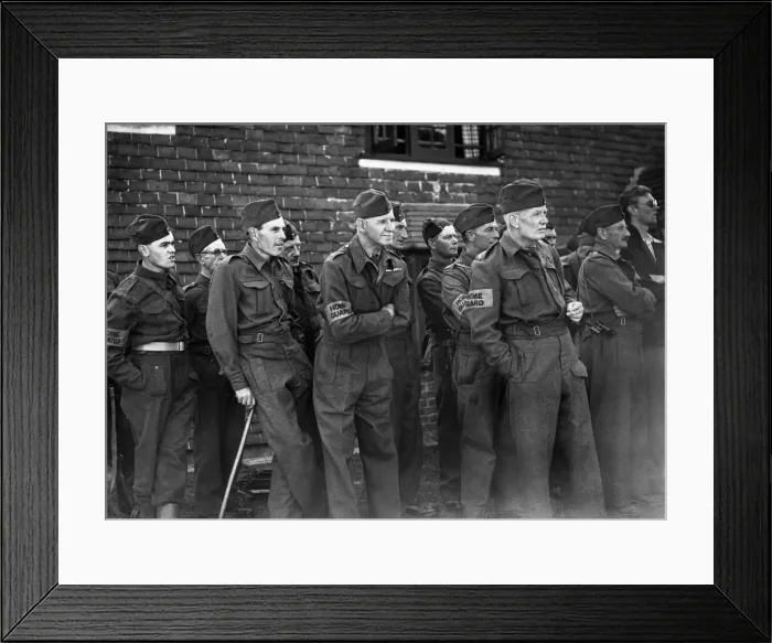 Framed Print : Home guards listen to their instructions before going out on patrol during the Second
