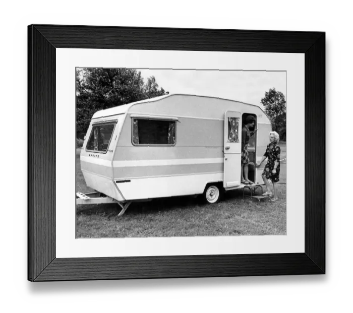 Framed Print : The typical touring caravan from the 1970s