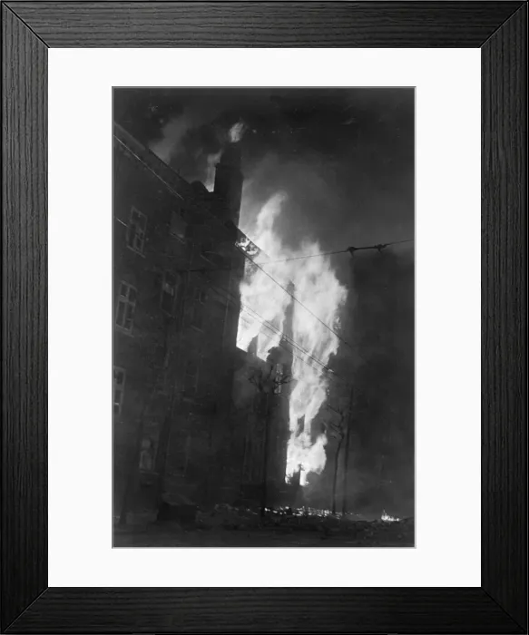 Framed Print : A building in Grays Inn Road, London on fore after a night of bombing in the blitz during Framed Print : A building in Grays Inn Road, London on fore after a night of bombing in the blitz during