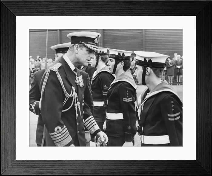 Framed Print : Prince Philip, Duke of Edinburgh, inspecting the Royal Guard of Sea Cadets