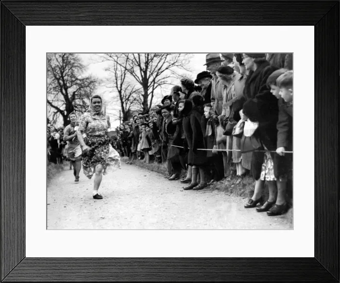 Framed Print : A repeat performance at Olney, Bucks, today by 22 year old Mrs Framed Print : A repeat performance at Olney, Bucks, today by 22 year old Mrs
