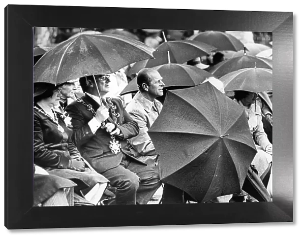 Prince Philip, Duke of Edinburgh, scorned an umbrella at Preston Park, Stockton