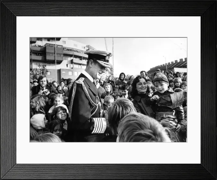 Framed Print : Prince Philip, Duke of Edinburgh, visits the Byker Wall Housing development in Byker Framed Print : Prince Philip, Duke of Edinburgh, visits the Byker Wall Housing development in Byker