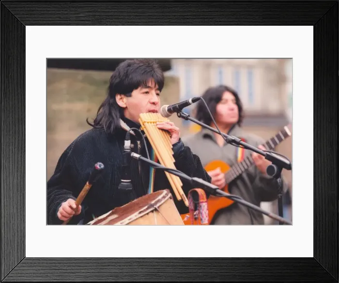 Framed Print : Peruvian band Apu perform in the streets of Newcastle. (Circa 1994) Framed Print : Peruvian band Apu perform in the streets of Newcastle. (Circa 1994)