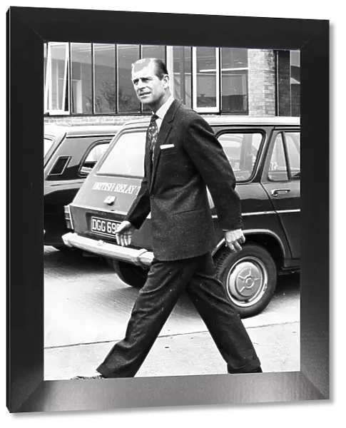 Prince Philip, Duke of Edinburgh, during a visit to the Clan Motor Company Factory