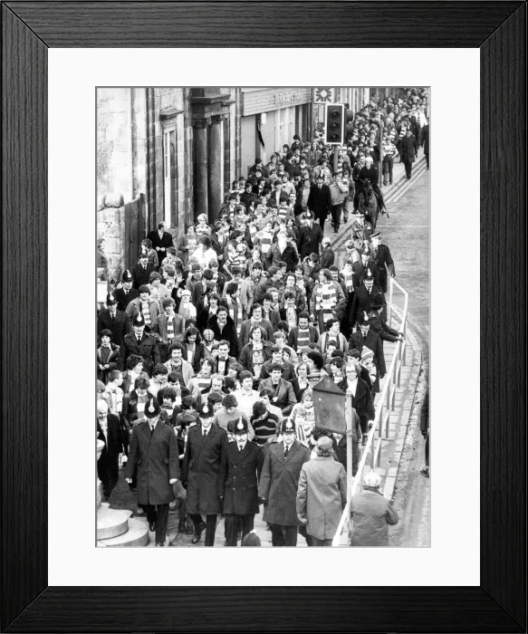 Framed Print : Visiting fans being escorted to St. Jamess Park for the Saturday afternoon match in Framed Print : Visiting fans being escorted to St. Jamess Park for the Saturday afternoon match in