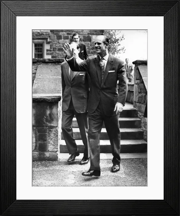Framed Print : Prince Philip, Duke of Edinburgh, waves to the crowd as he leaves Washington Old Hall Framed Print : Prince Philip, Duke of Edinburgh, waves to the crowd as he leaves Washington Old Hall