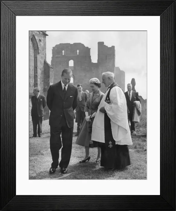 Framed Print : Prince Philip, Duke of Edinburgh, and The Queen during a visit to Holy Island Framed Print : Prince Philip, Duke of Edinburgh, and The Queen during a visit to Holy Island