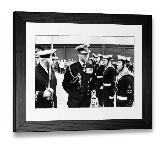 Framed Print : Prince Philip, Duke of Edinburgh, inspecting the Royal Guard of Sea Cadets