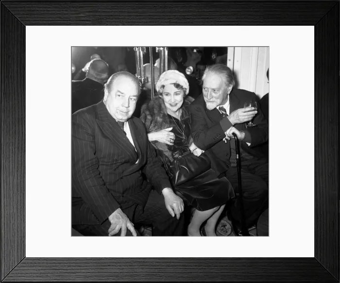 Framed Print : JB Priestley author and broadcaster (left) seen here enjoying a drink with Compton