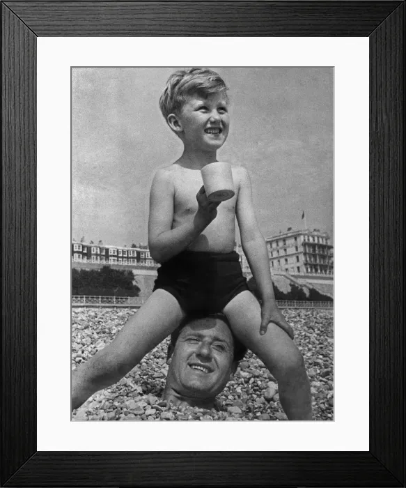 Framed Print : Holidays 1951: Poor old Dad... he takes the family away on holiday Framed Print : Holidays 1951: Poor old Dad... he takes the family away on holiday