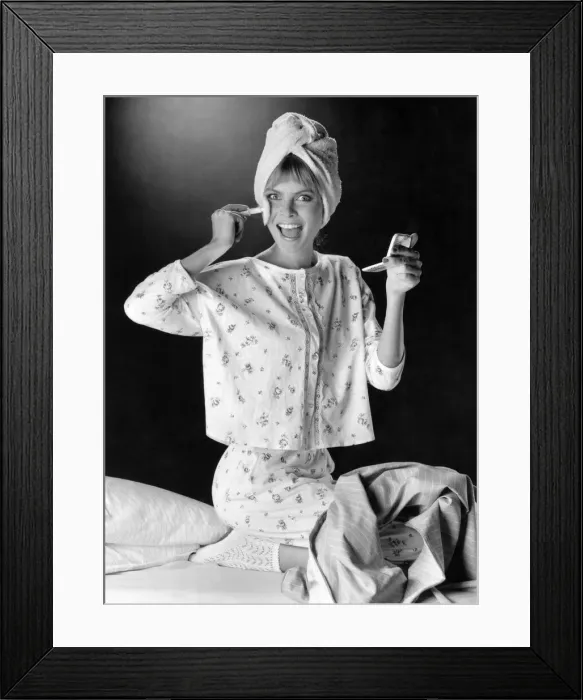 Framed Print : Clothing: Fashion: Nightwear: Cropped rosebud pyjamas. September 1987 P021723
