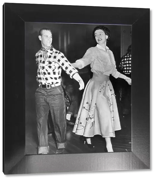 Photograph of HM Queen Elizabeth II when Princess, pictured dancing a Canadian square