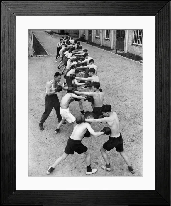 Framed Print : Army Cadet Force hare boxing as part of their P. T. regime. April 1944 P014899 Framed Print : Army Cadet Force hare boxing as part of their P. T. regime. April 1944 P014899