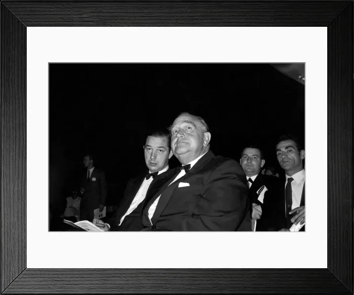 Framed Print : Brian London v. Cassius Clay: Actor George Roft commentating on the fight for I. T. V
