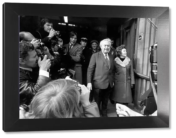 Mr Harold Wilson: Labour party leader seen here on General Election day 1974