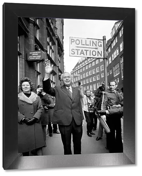 Mr Harold Wilson: Labour party leader seen here on General Election day 1974